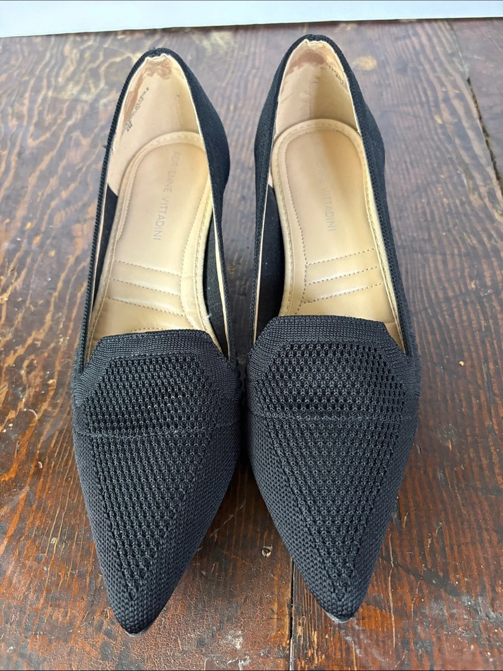 Adrienne Vittadini Skippy Black Pointed-Toe Kitten Heel Pumps Flexible Size 8